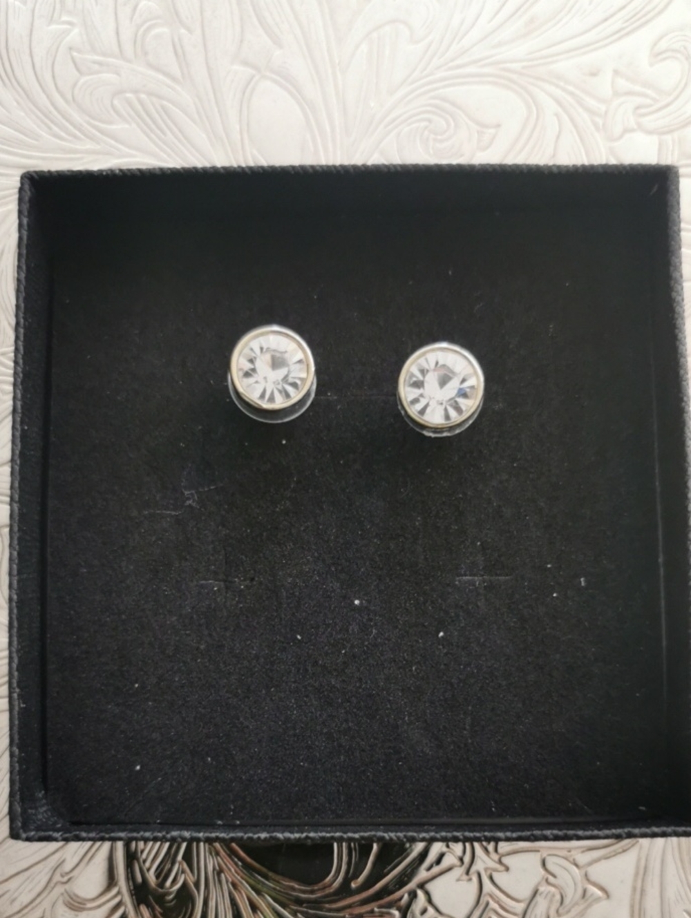 Crystal Stud Earrings - Clear Gold-Tone. Brand Guess